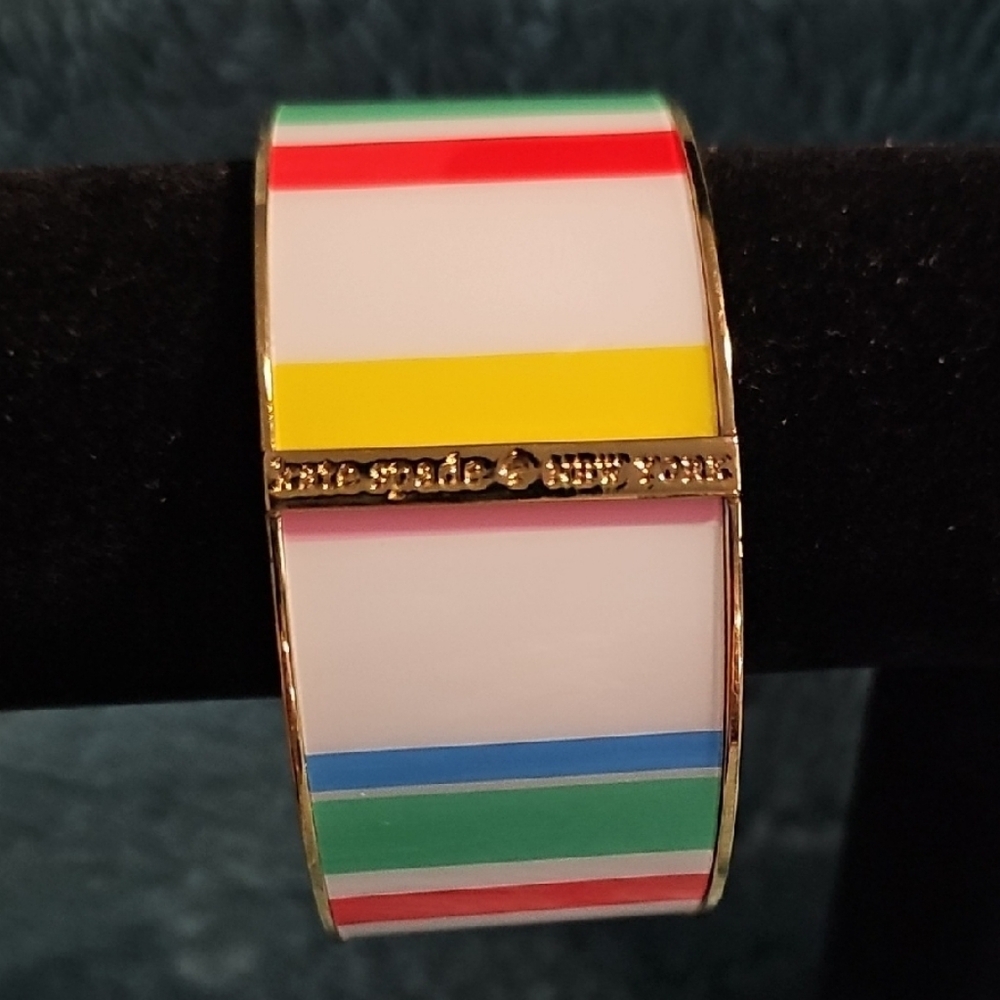 kate spade Multicolor Stripe Gold-Tone Enamel Bangle